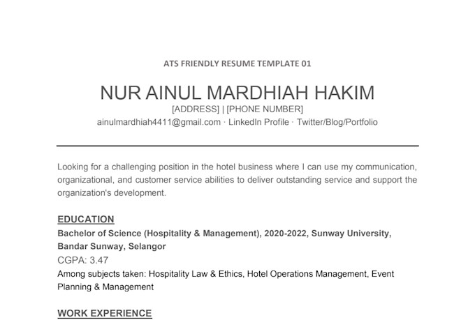 create resume for you